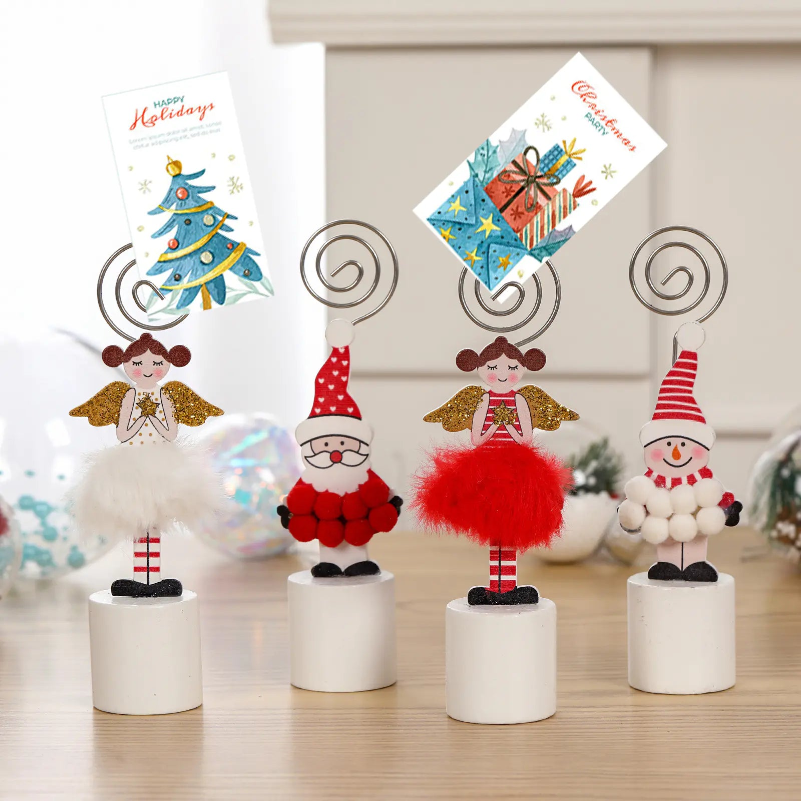 Wooden Christmas Santa Snowman Angel Decorative Clip