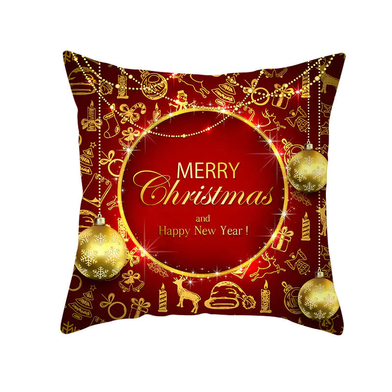 Santa Elk Lumbar Pillow Cover with Car Design