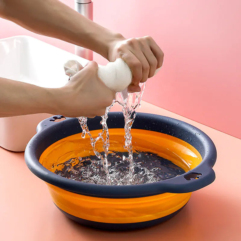 Portable Folding Basin for Space-saving Bathroom Storage