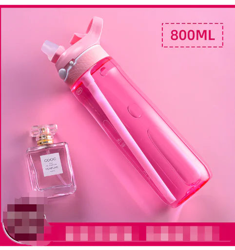 Portable Plastic Water Bottle with Straw for Students
