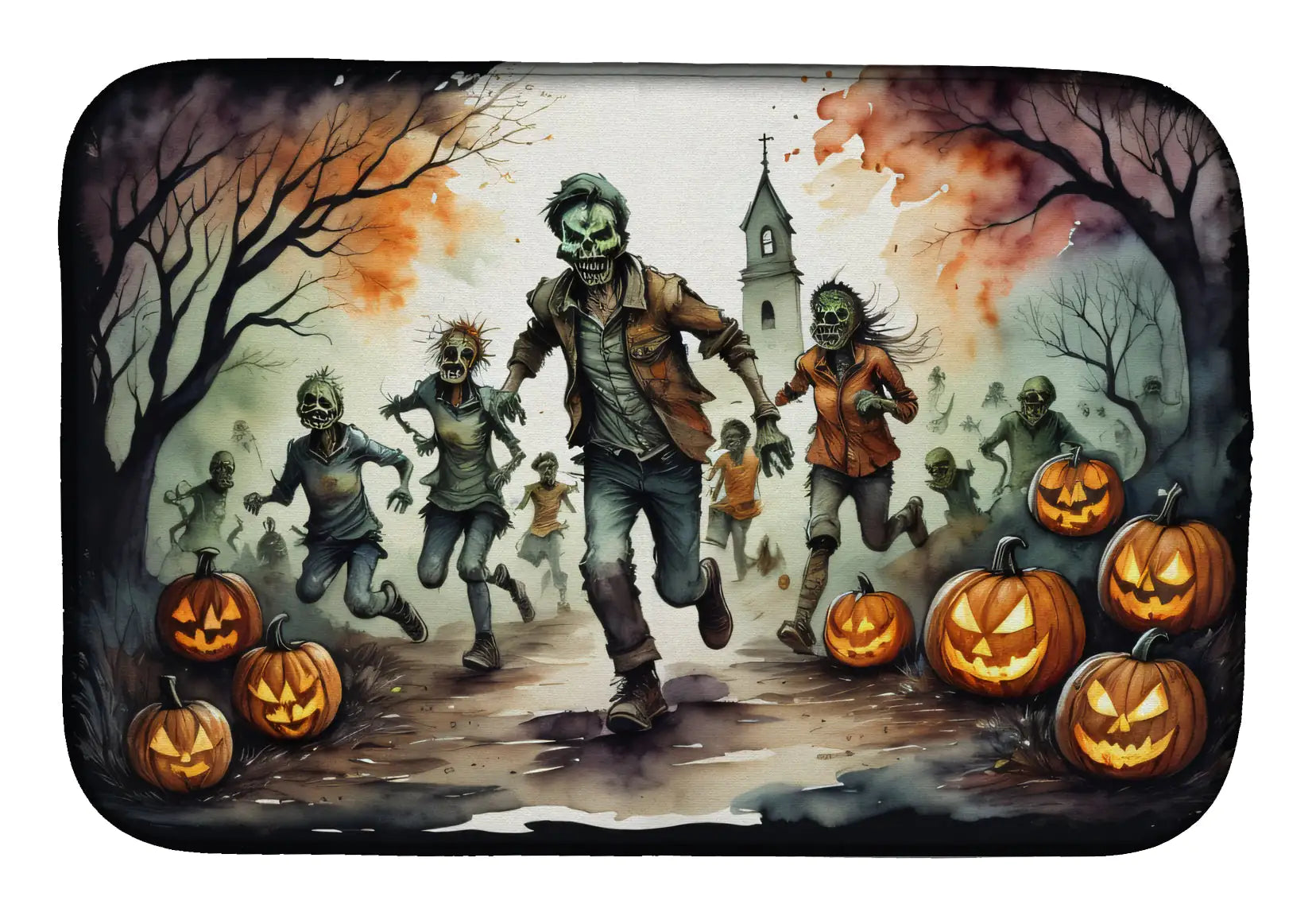 Zombies Spooky Halloween Dish Drying Mat