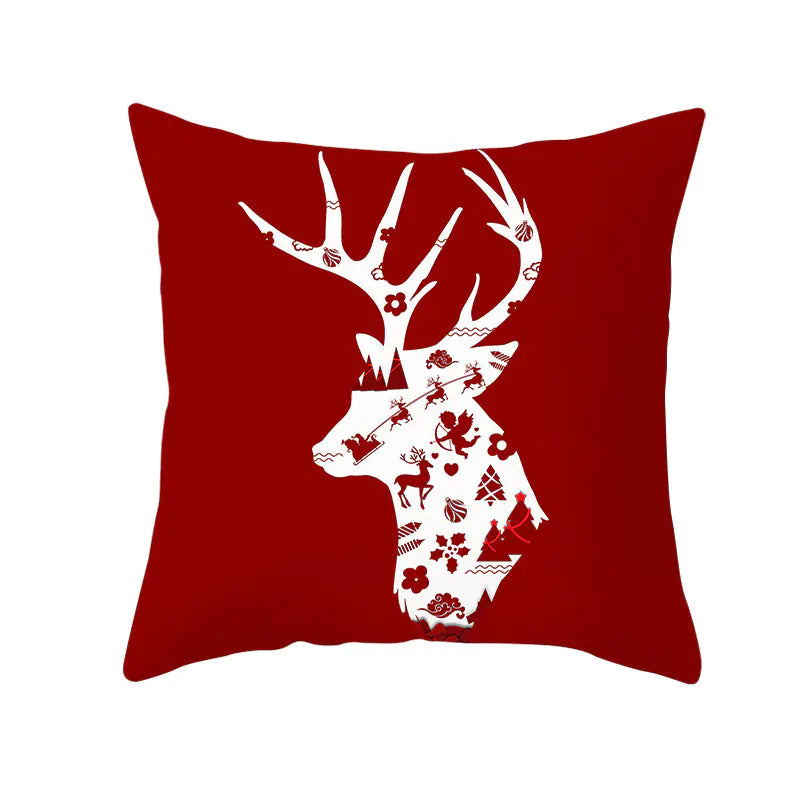 Santa Elk Lumbar Pillow Cover with Car Design