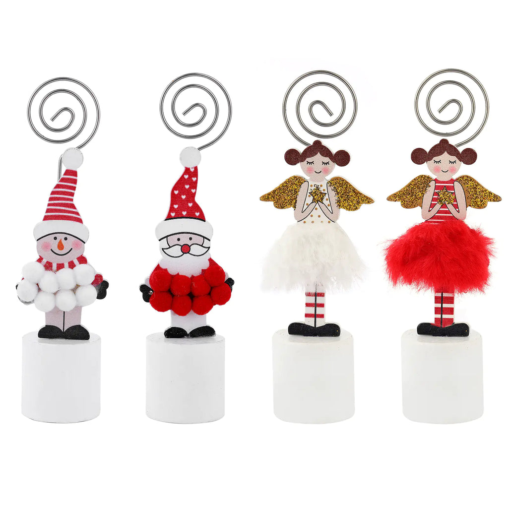Wooden Christmas Santa Snowman Angel Decorative Clip