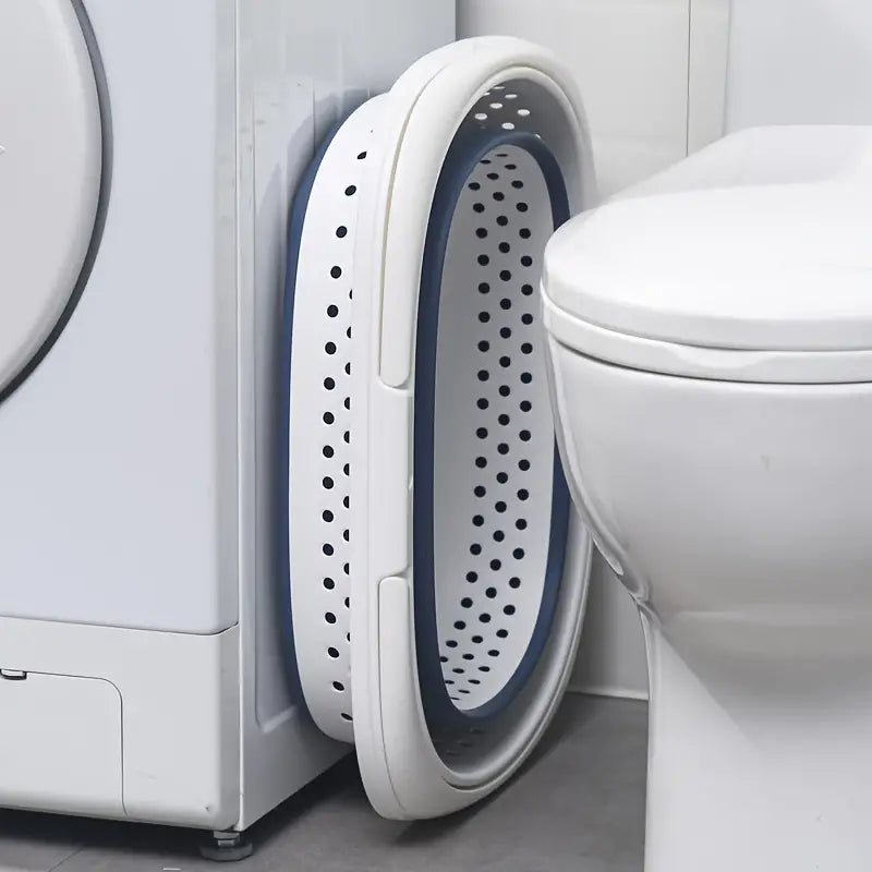 Folding Wall-Mountable Plastic Laundry Basket (1pc)