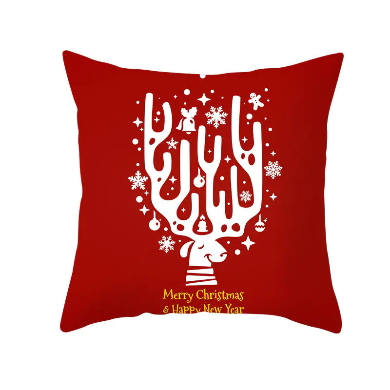 Santa Elk Lumbar Pillow Cover with Car Design