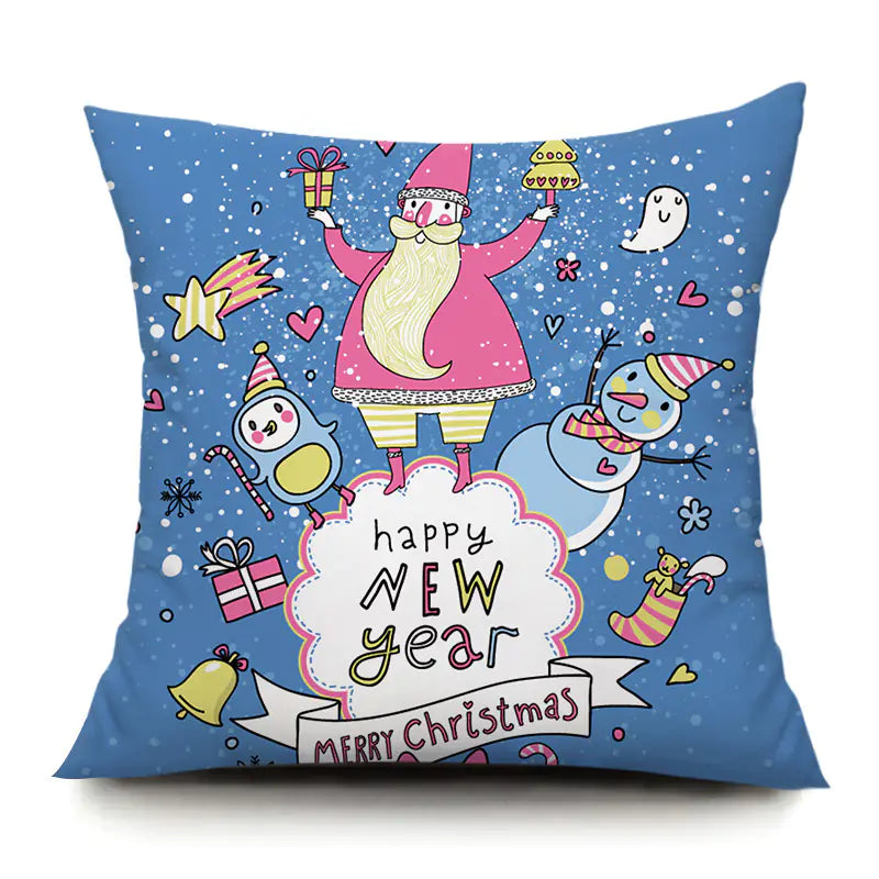 Santa Elk Lumbar Pillow Cover with Car Design