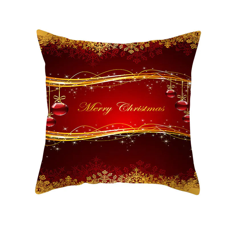 Santa Elk Lumbar Pillow Cover with Car Design
