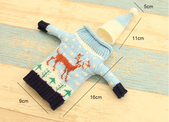 Knit Christmas Wine Set with Bottle Cover Decor