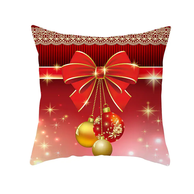 Santa Elk Lumbar Pillow Cover with Car Design