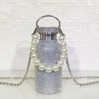 Bling Thermal Bottle with Chain Pearl, Stainless Steel