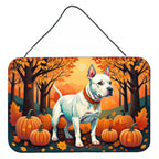 White Pit Bull Terrier Fall Wall or Door Hanging Prints