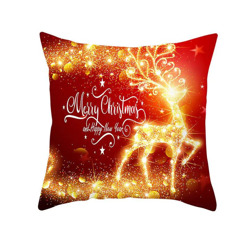 Santa Elk Lumbar Pillow Cover with Car Design