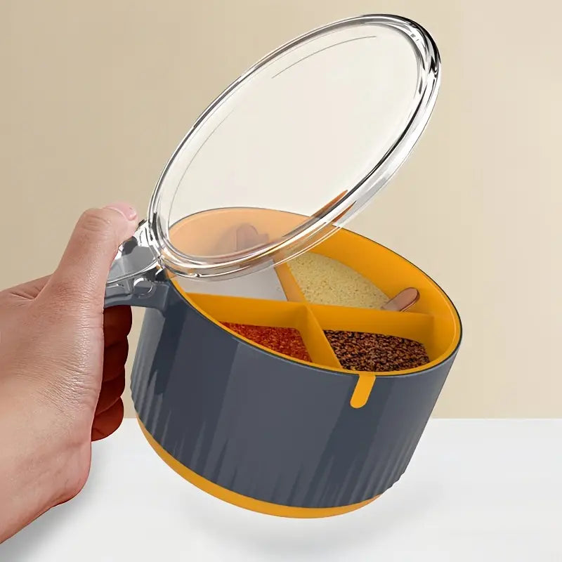 4-Compartment Seasoning Box with Lid and Spoon