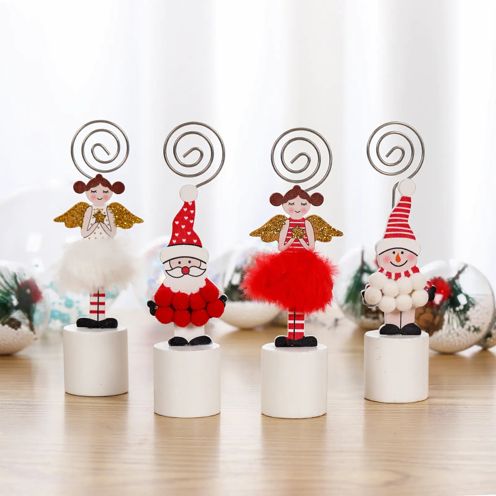 Wooden Christmas Santa Snowman Angel Decorative Clip