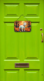 White Pit Bull Terrier Fall Wall or Door Hanging Prints