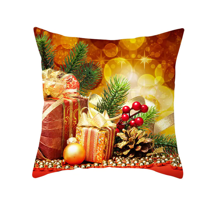 Santa Elk Lumbar Pillow Cover with Car Design