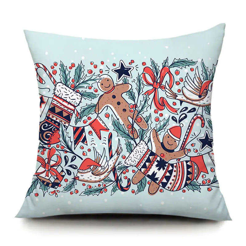 Santa Elk Lumbar Pillow Cover with Car Design