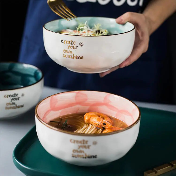 Round Blue Photo Bowl Set for Vegetables & Steamed Eggs