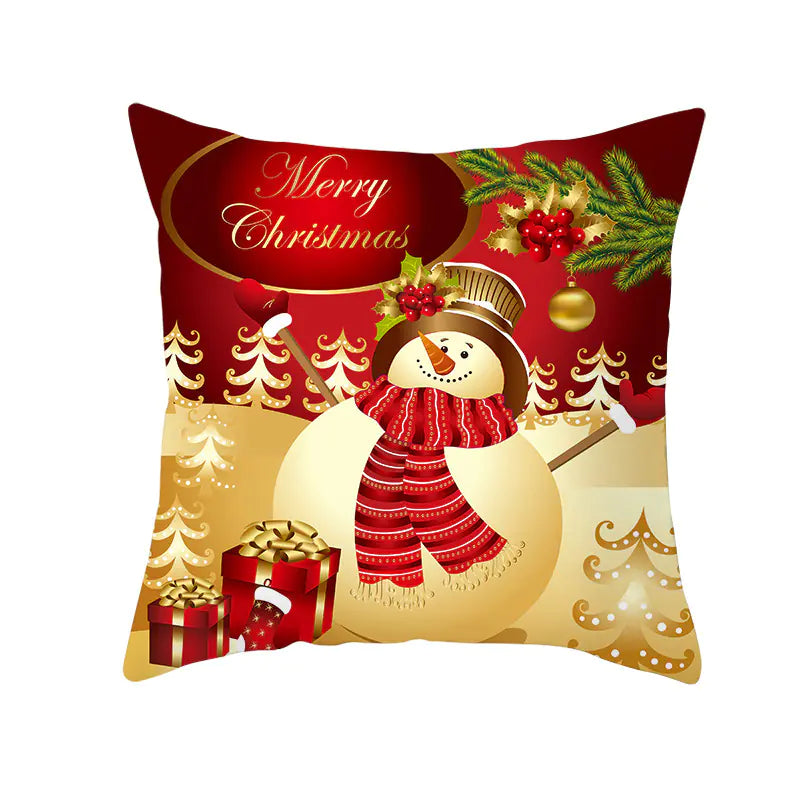 Santa Elk Lumbar Pillow Cover with Car Design