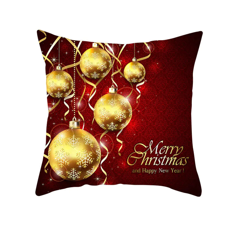 Santa Elk Lumbar Pillow Cover with Car Design