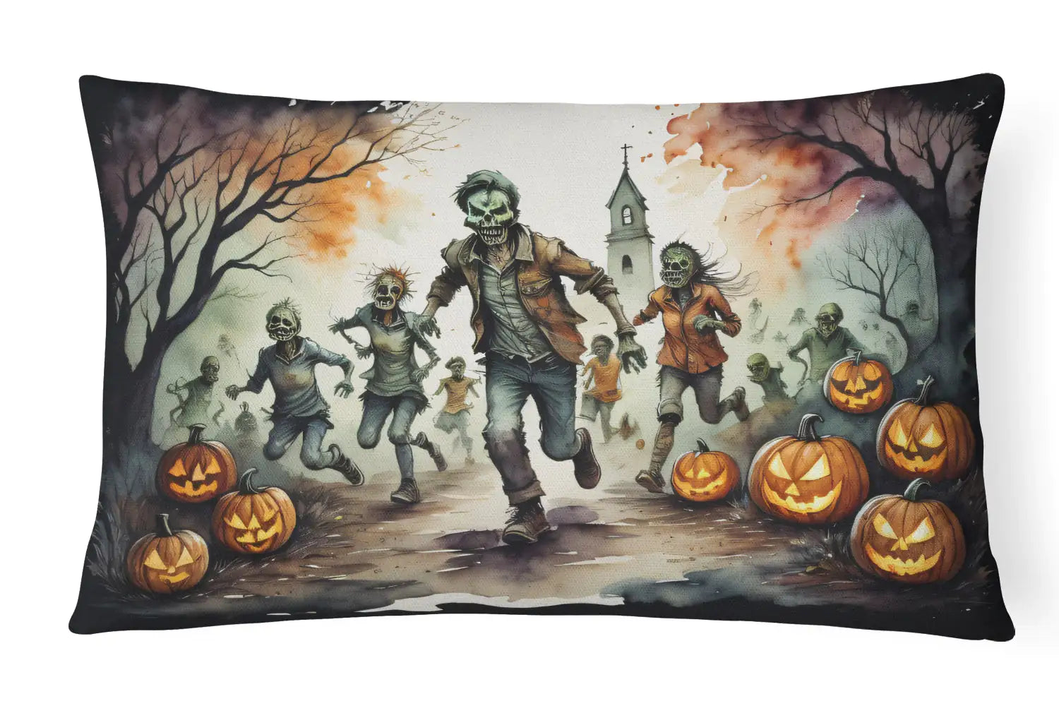 Zombies Spooky Halloween Throw Pillow
