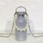 Bling Thermal Bottle with Chain Pearl, Stainless Steel