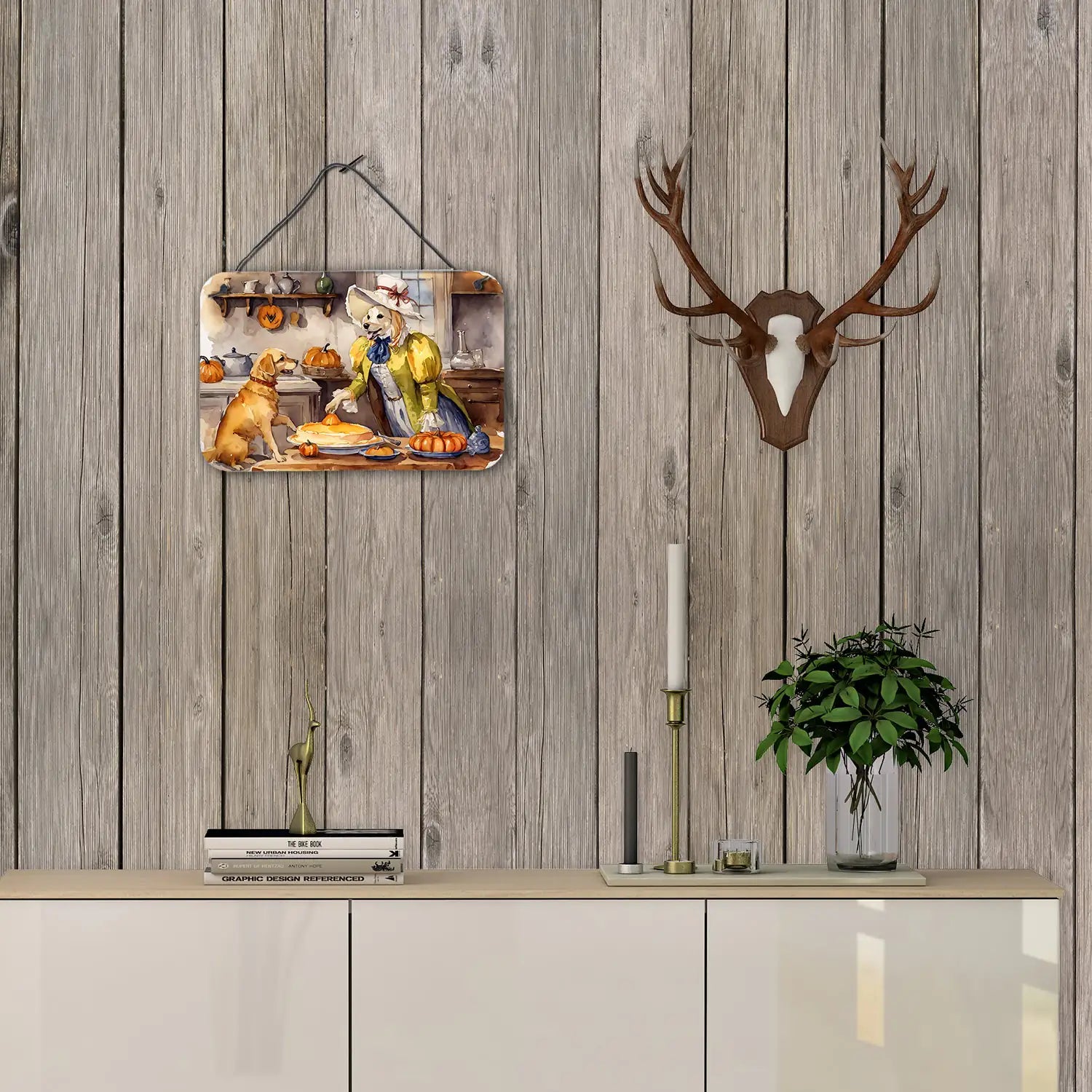 Yellow Lab Fall Kitchen Pumpkins Wall or Door Hanging Prints