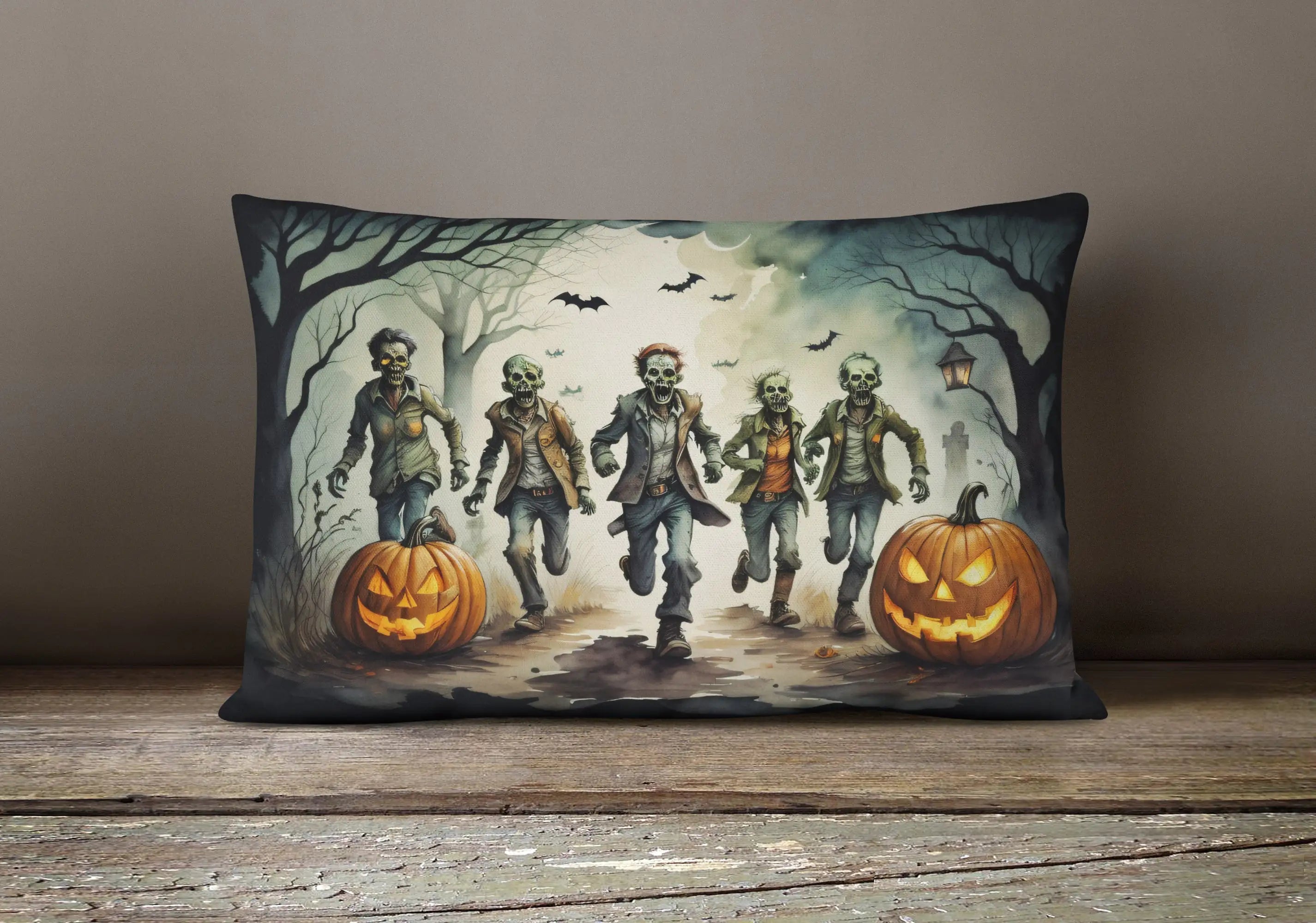 Zombies Spooky Halloween Throw Pillow