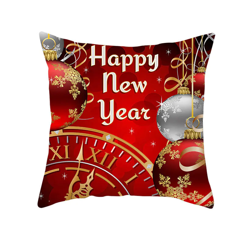 Santa Elk Lumbar Pillow Cover with Car Design