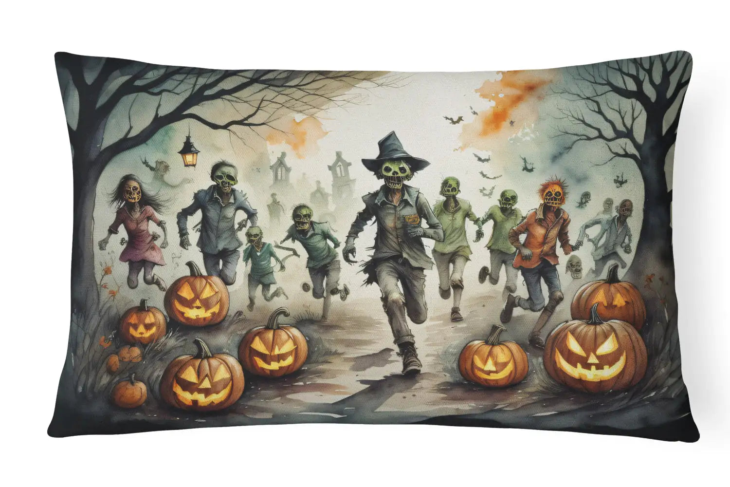 Zombies Spooky Halloween Throw Pillow