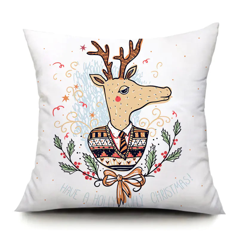 Santa Elk Lumbar Pillow Cover with Car Design