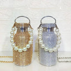 Bling Thermal Bottle with Chain Pearl, Stainless Steel