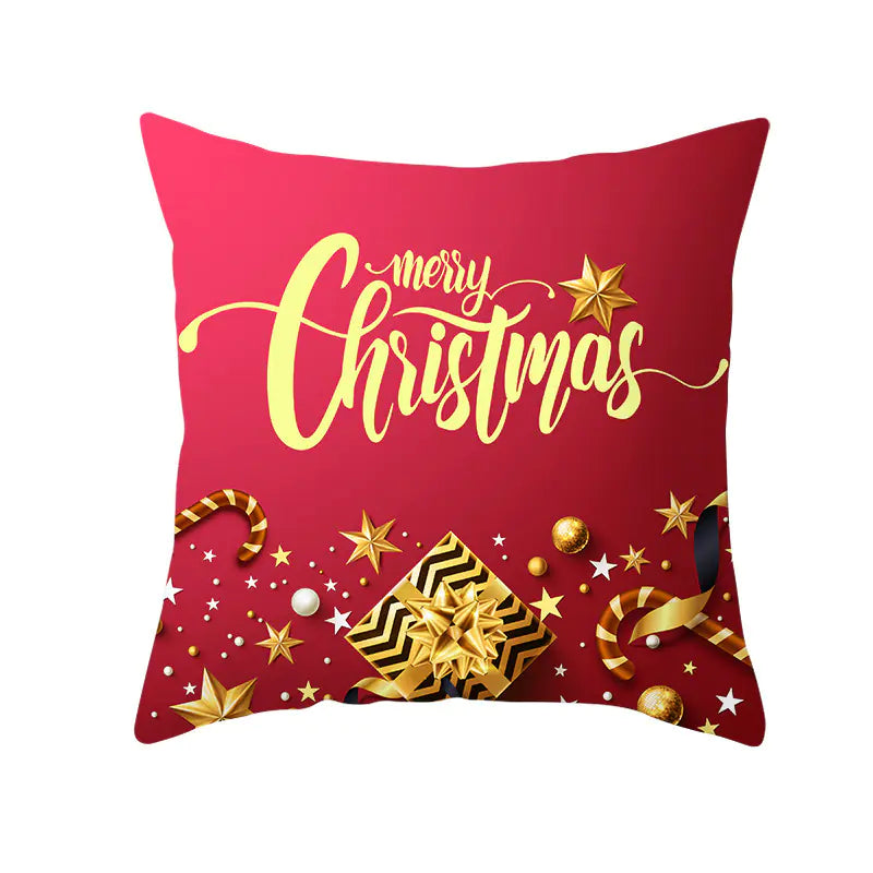 Santa Elk Lumbar Pillow Cover with Car Design