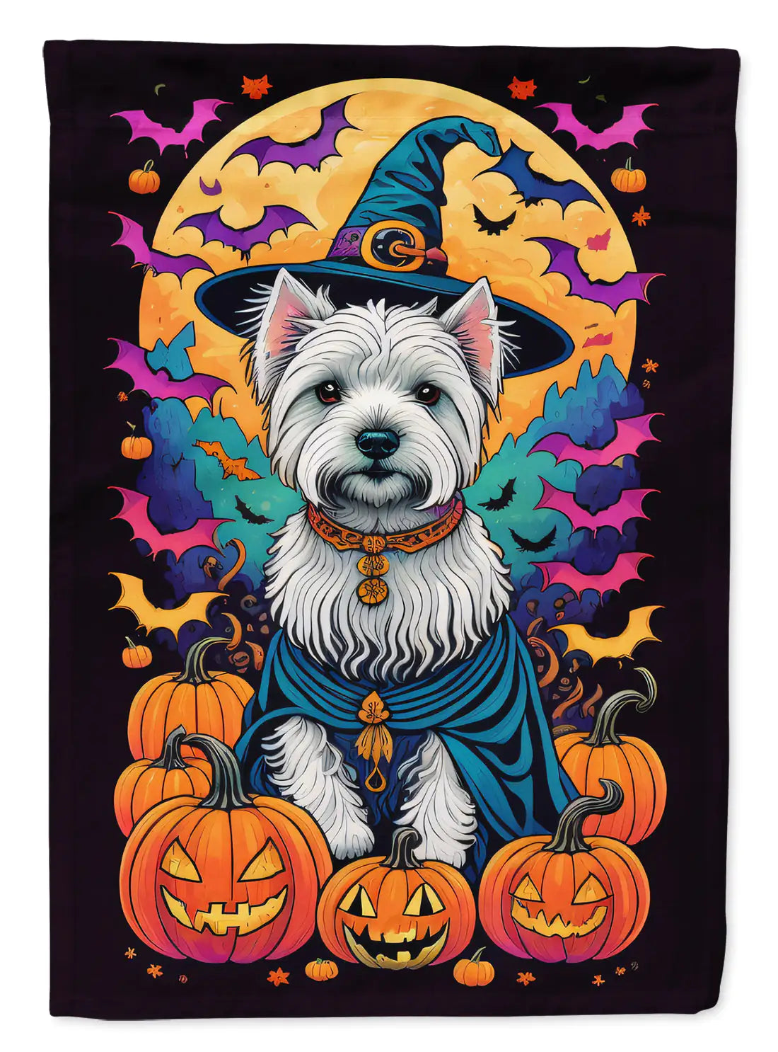 Westie Witchy Halloween Garden Flag