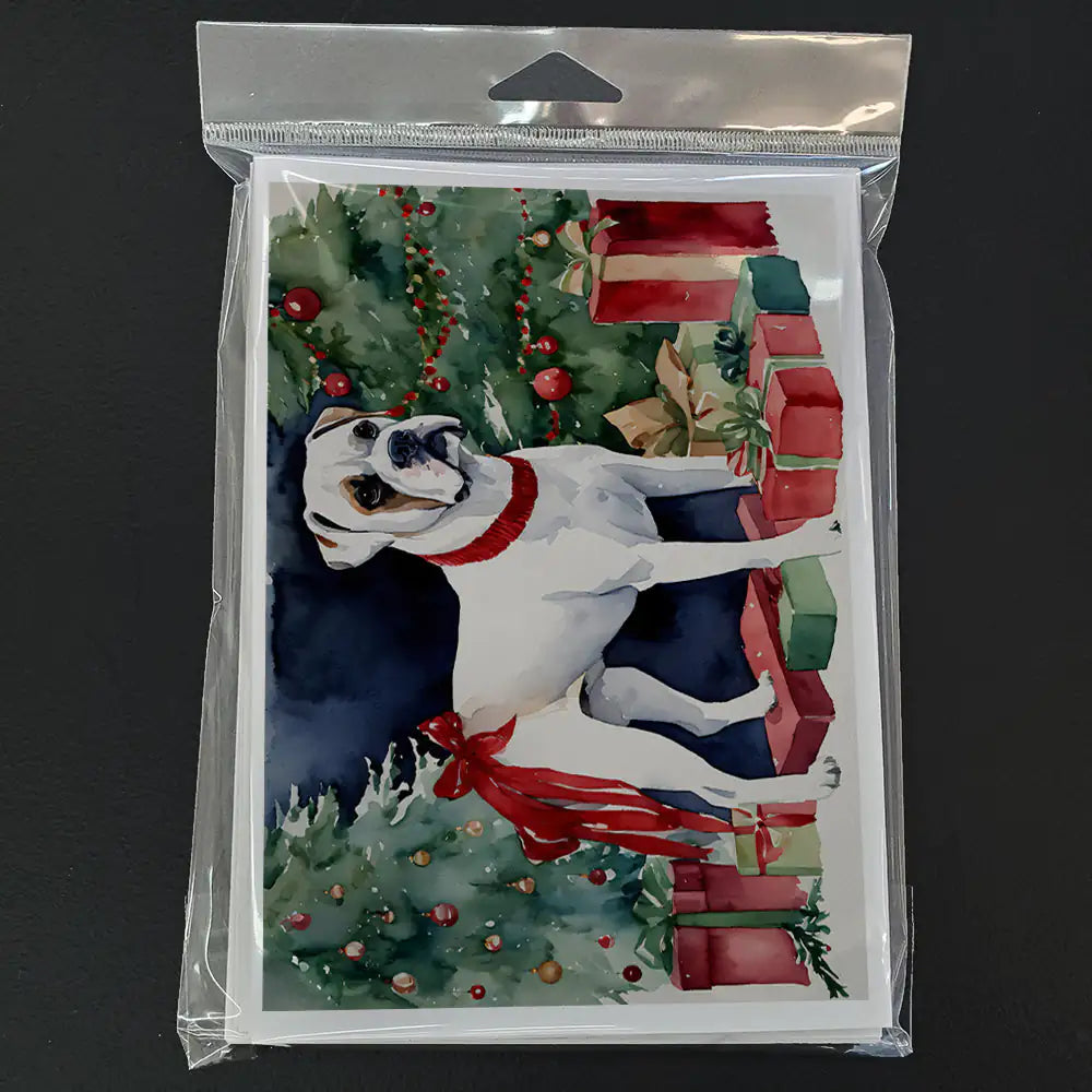 White Boxer Christmas Greeting Cards Pack of 8